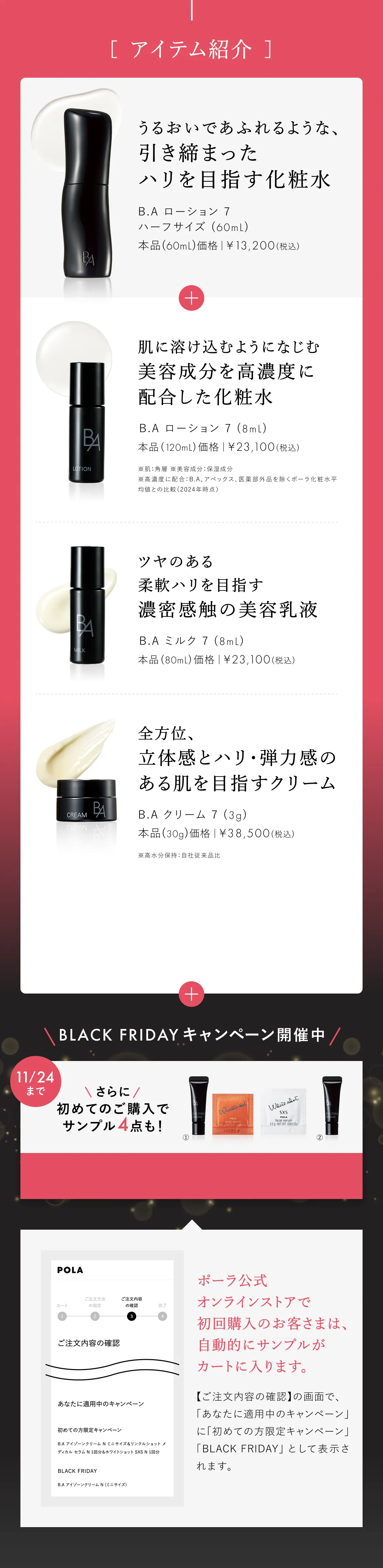 B.A ローション 7 ハーフサイズの内容紹介画像。