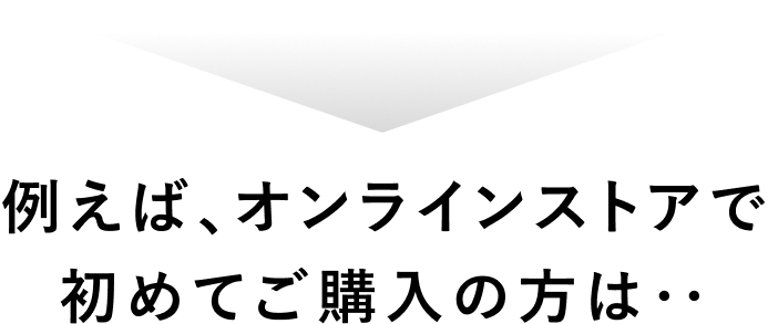 例えば、オンラインストアで初めてご購入の方は‥