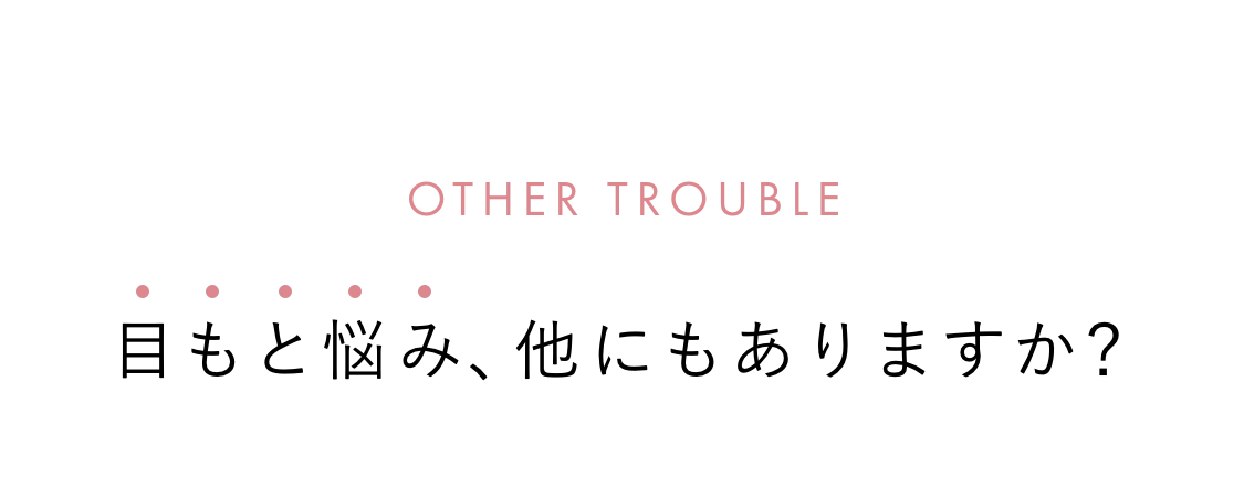 TROUBLE TYPE 2気になる悩みはどれ？あなたの目もと悩みにあった商品をご紹介