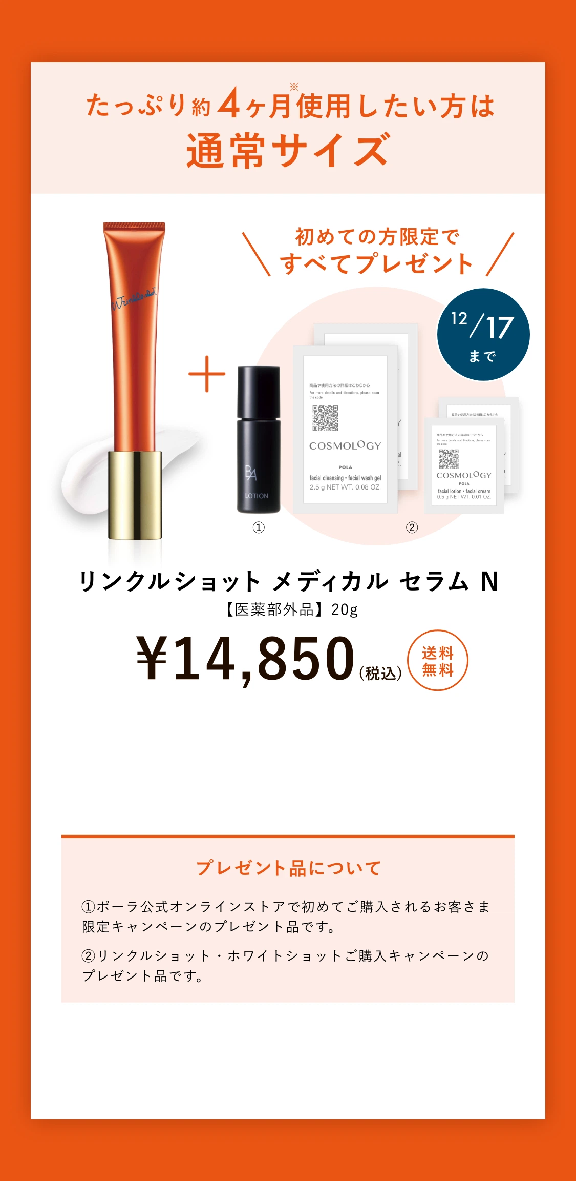 たっぷり約4ヶ月使用したい方は通常サイズ リンクルショット メディカル セラム N