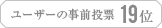 ユーザーの事前投票 19位