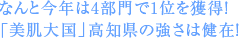 なんと今年は4部門で1位を獲得！「美肌大国」高知県の強さは健在！