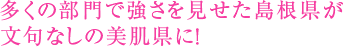 多くの部門で強さを見せた島根県が
文句なしの美肌県に！