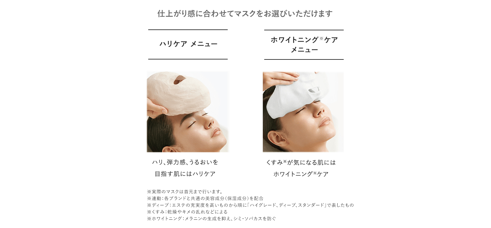 仕上がり感に合わせてマスクをお選びいただけます