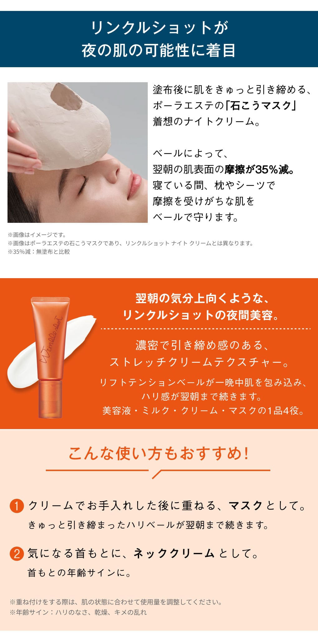 リンクルショットが夜の肌の可能性に着目