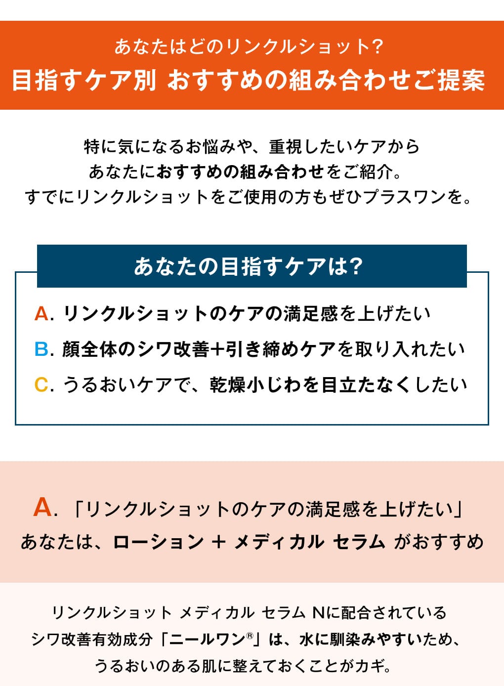 目指すケア別 おすすめの組み合わせご提案