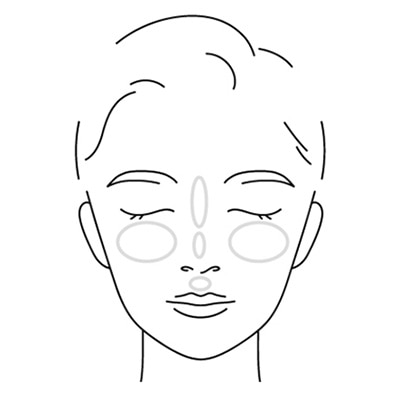 〈頬や鼻にハイライトとして〉