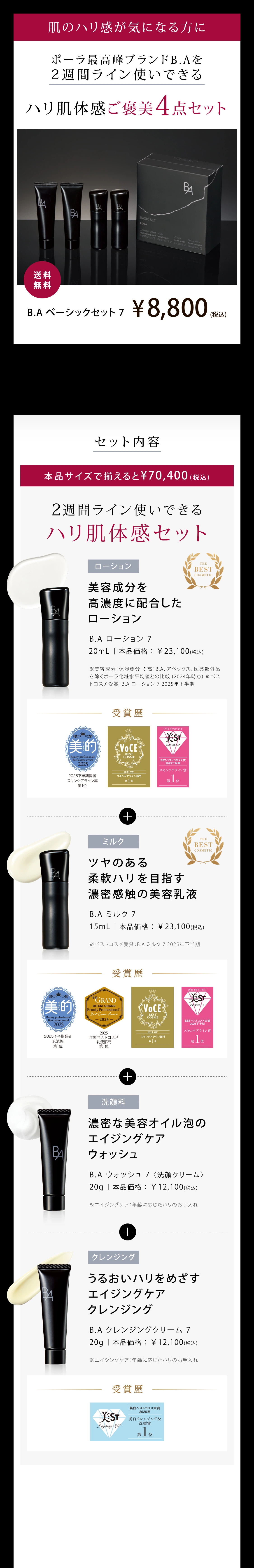 セット内容 2週間ラインつかいできるハリ肌体感セット