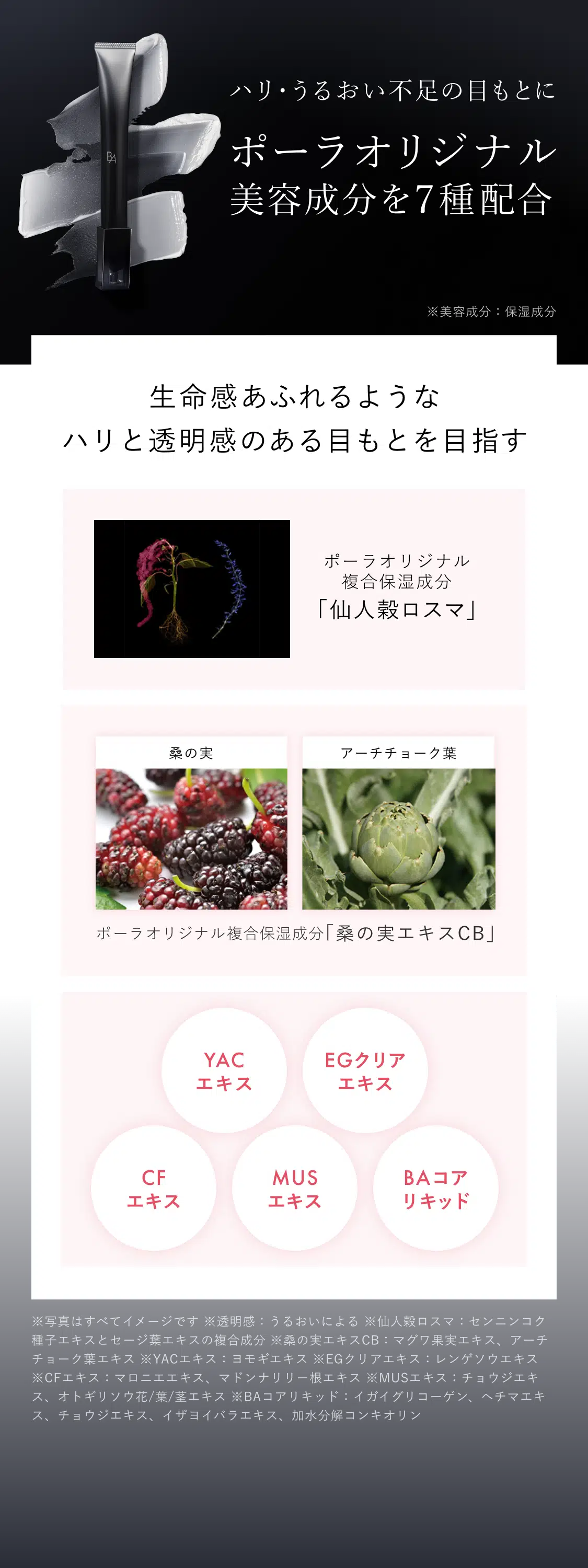 ハリ・うるおい不足の目もとにポーラオリジナル美容成分を7種配