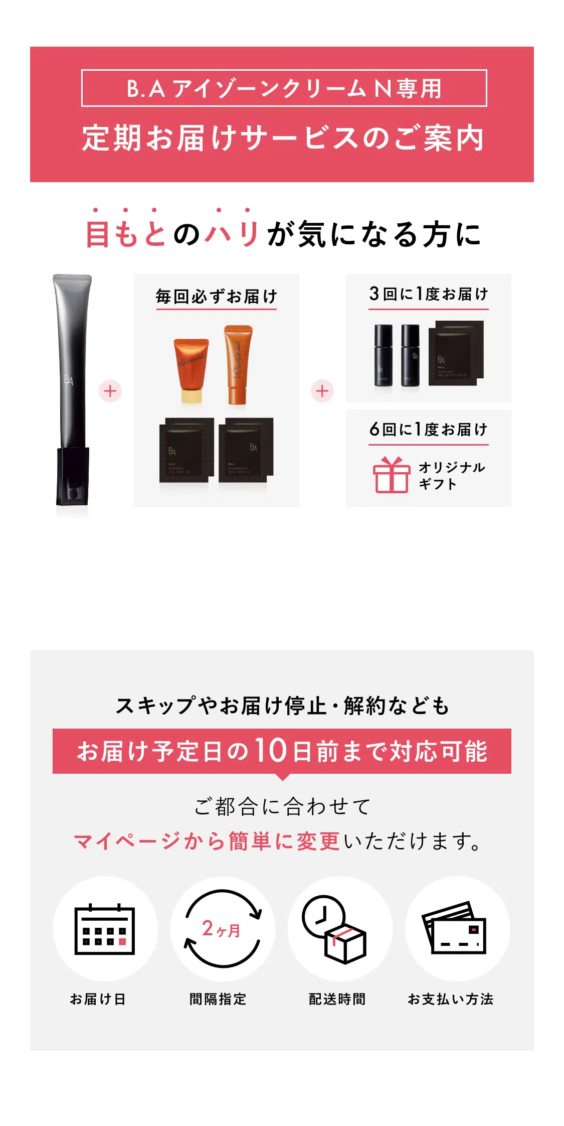＼続けるたびに、プレゼントが増える／B.A アイゾーンクリーム N専用 定期お届けサービスのご案内