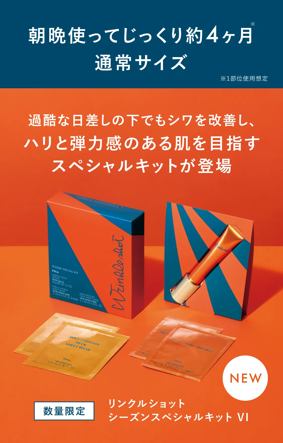 数量限定 リンクルショット シーズンスペシャルキット VI。朝晩使ってじっくり約4ヶ月分 通常サイズ（※1部位使用想定）
