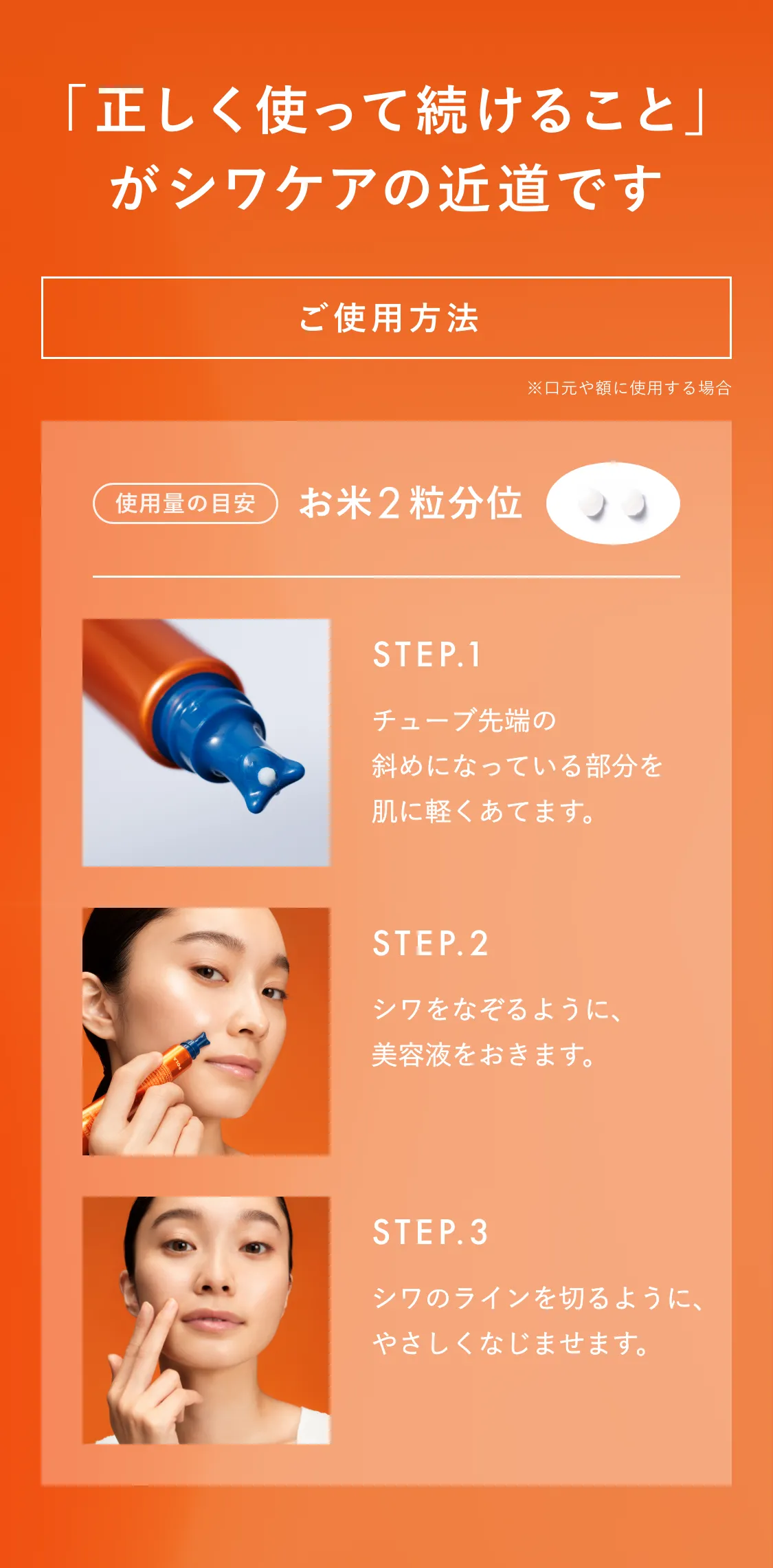使用料の目安 お米2粒位 ご使用方法