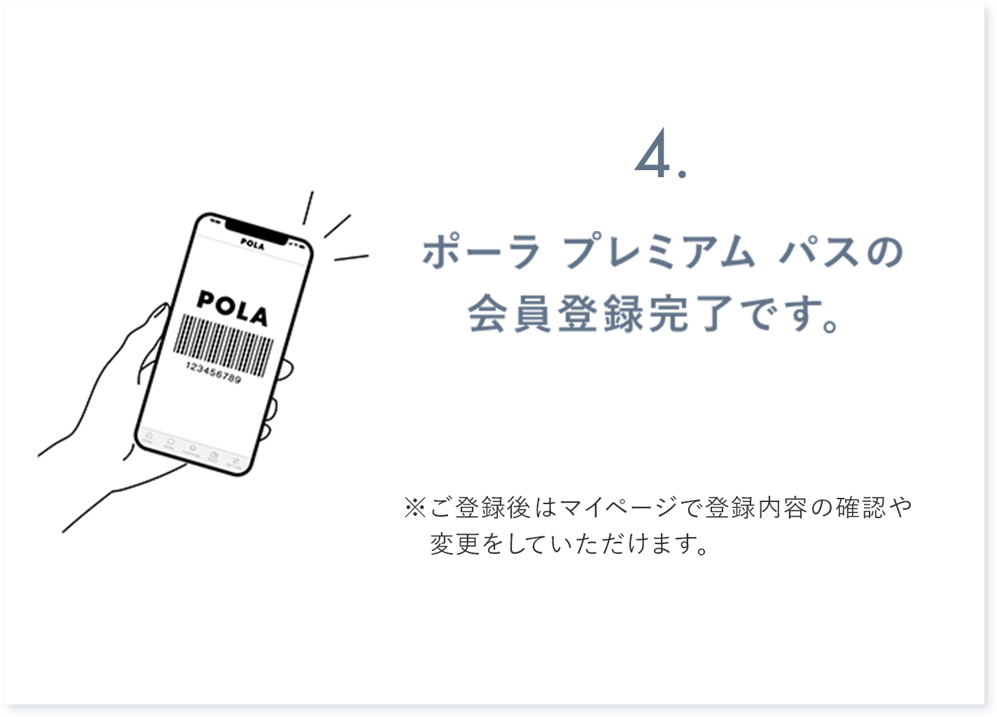 ポーラ プレミアム パスの会員登録完了です