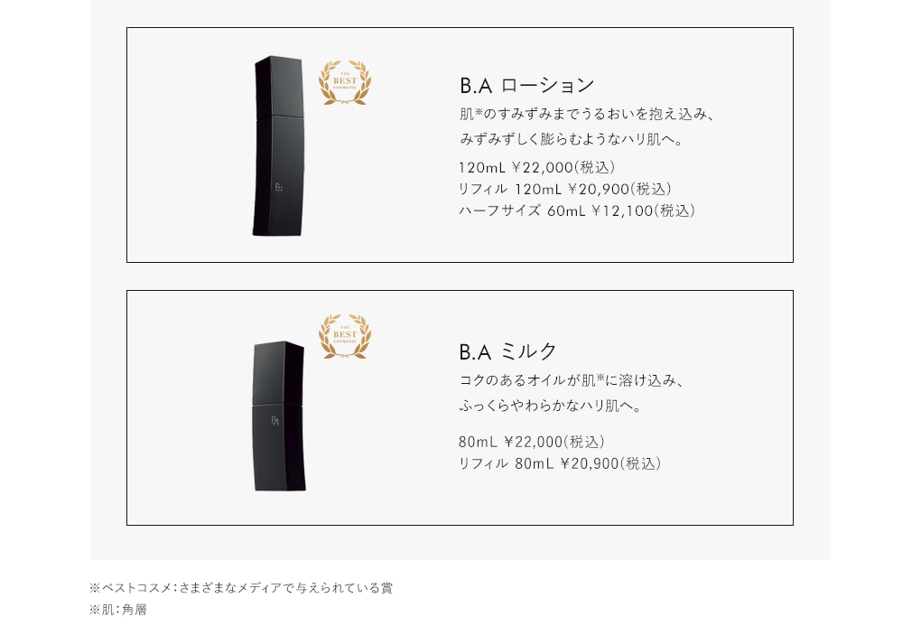 B.A ローション B.A ミルク