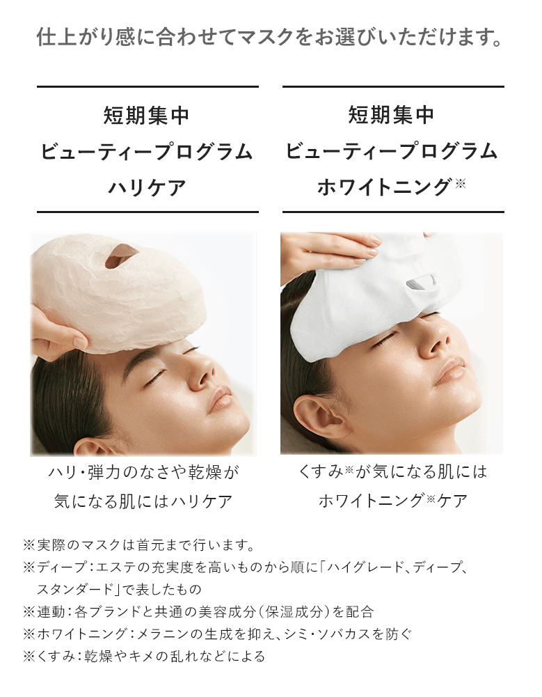 仕上がり感に合わせてマスクをお選びいただけます