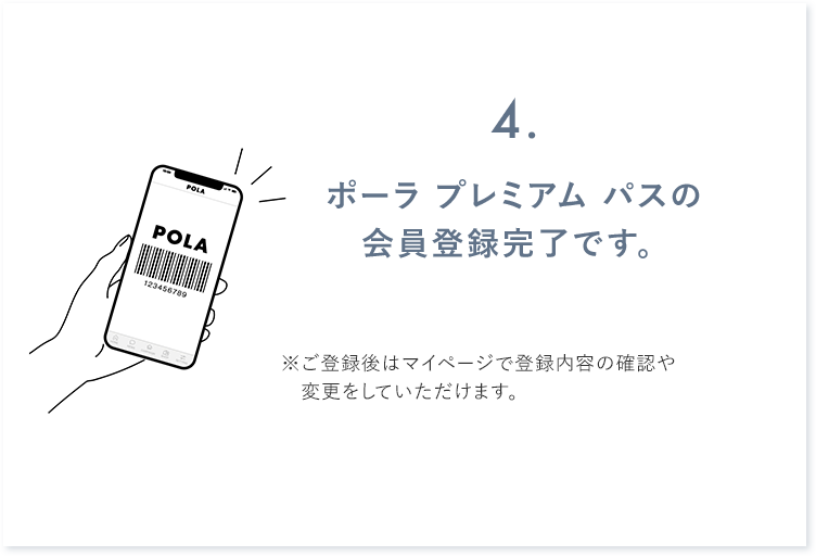 ポーラ プレミアム パスの会員登録完了です